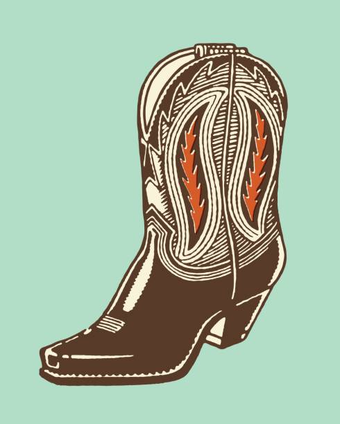 illustrazioni stock, clip art, cartoni animati e icone di tendenza di stivale cowboy - wild west boot shoe cowboy