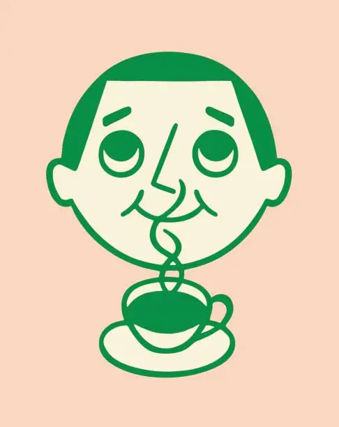 Vector illustration of Man Enjoying Coffee