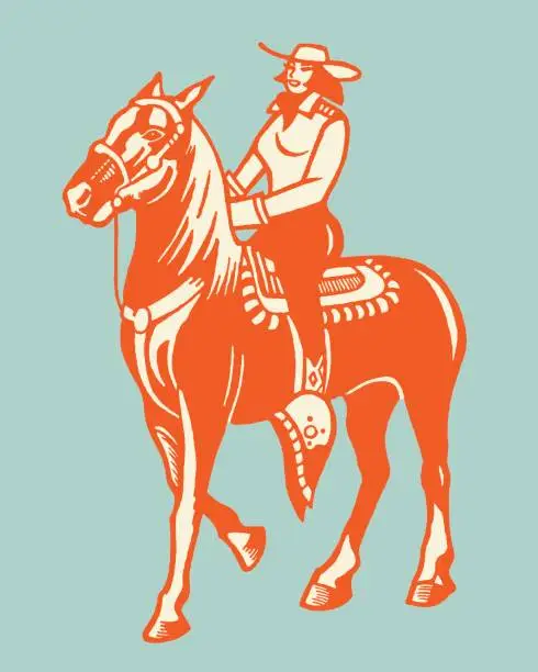 Vector illustration of Woman Riding a Horse