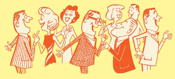 ilustrações de stock, clip art, desenhos animados e ícones de people conversing - friends party
