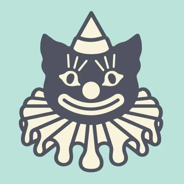 Vector illustration of Cat in Clown Costume