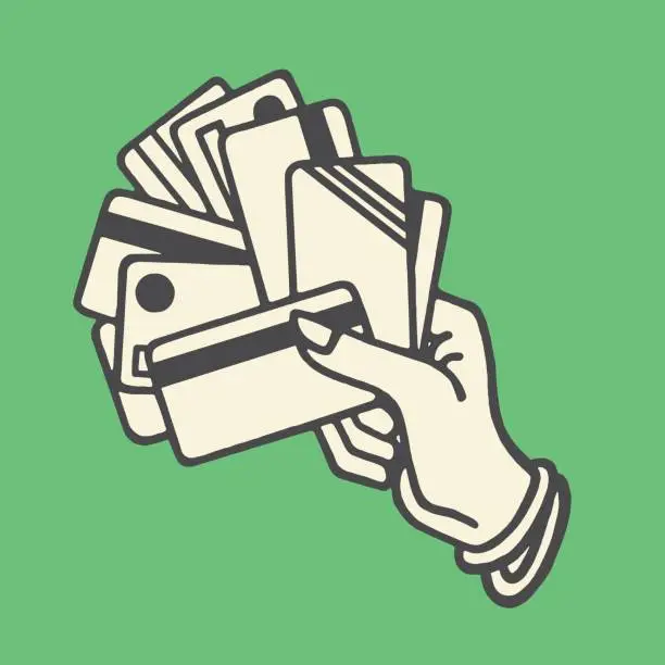 Vector illustration of Hand Holding Credit Cards