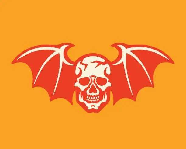 Vector illustration of Skull with Bat Wings