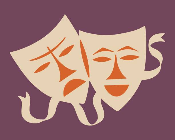 ilustraciones, imágenes clip art, dibujos animados e iconos de stock de ilustración de máscaras de teatro - máscara de teatro