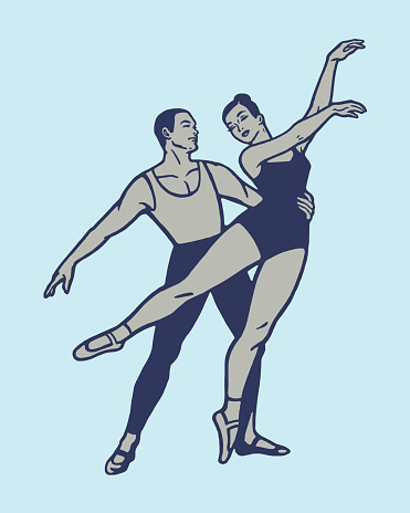 View of ballet dancers couple