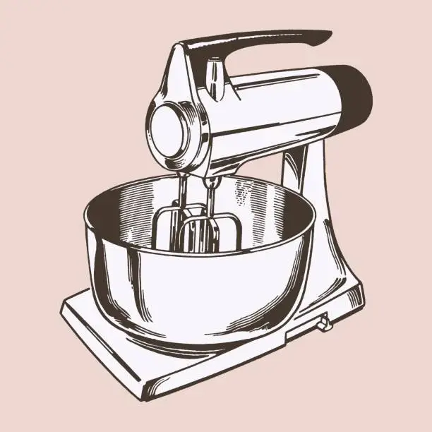 Vector illustration of Electric mixer with bowl