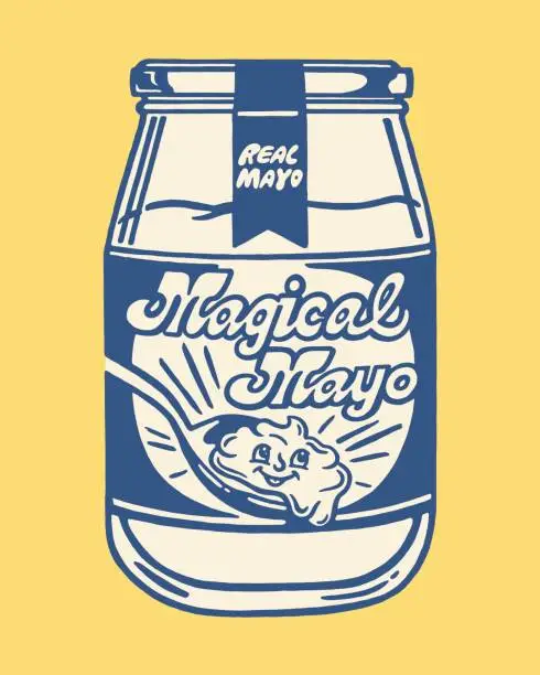 Vector illustration of Illustration of jar of mayonnaise