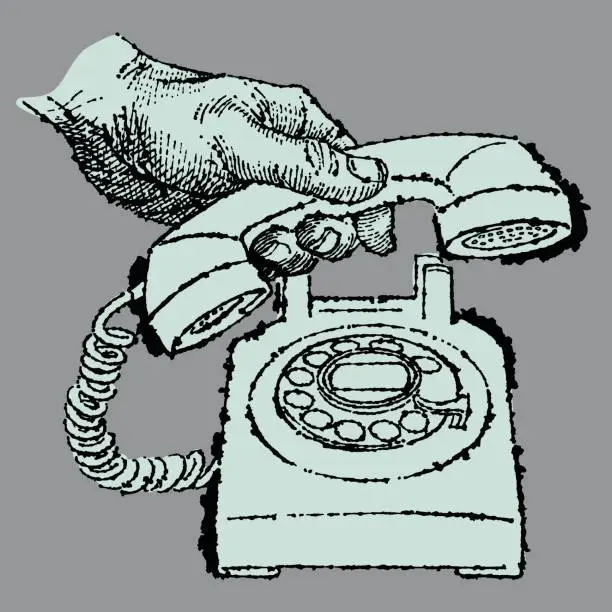 Vector illustration of Illustration of hand of person holding telephone receiver