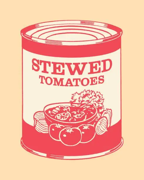 Vector illustration of Sealed can of stewed tomatoes