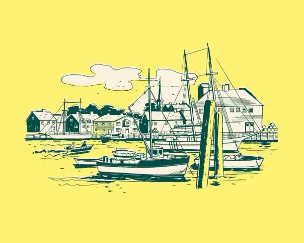 Vector illustration of Illustration of harbor