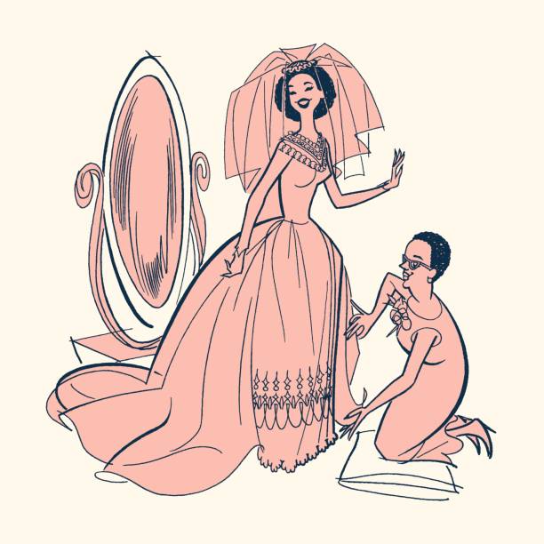 Illustration of bride in wedding dress