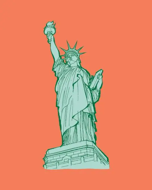 Vector illustration of Illustration with statue of liberty