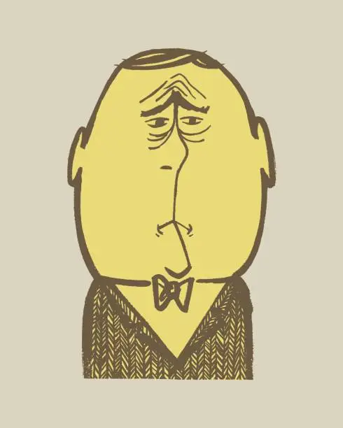 Vector illustration of Portrait of frowning man