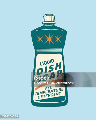 istock Illustration with bottle with dishwashing liquid 1328204339