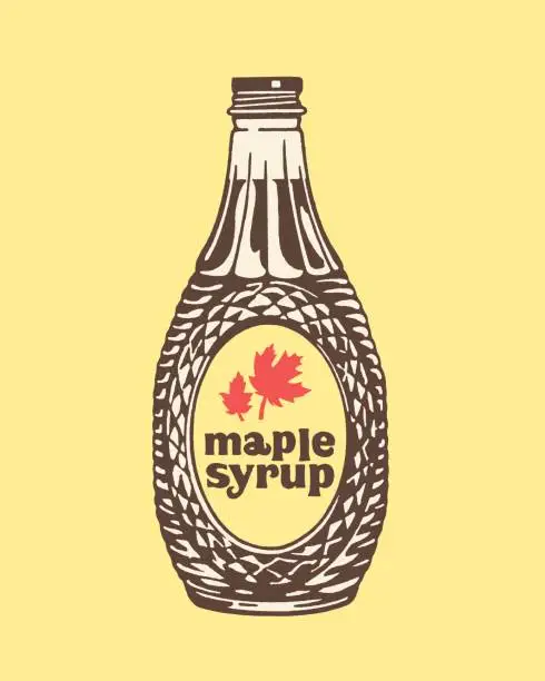 Vector illustration of Illustration with bottle of maple syrup