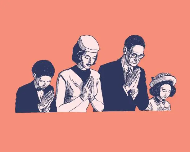 Vector illustration of Illustration of family praying together