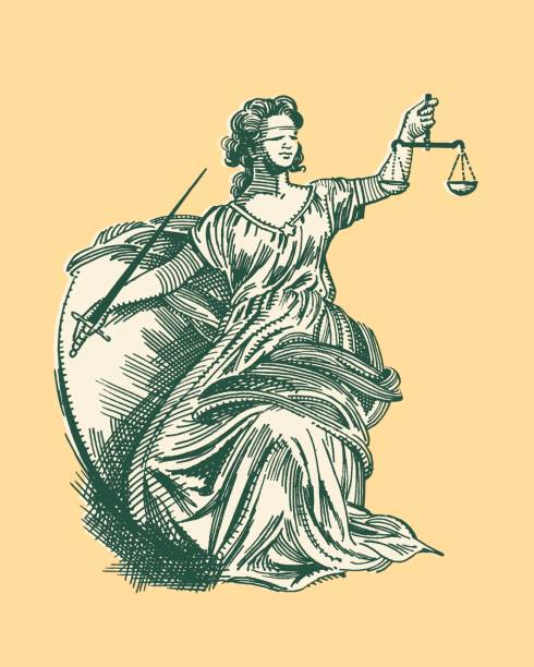 illustration der frauenjustiz - justitia stock-grafiken, -clipart, -cartoons und -symbole