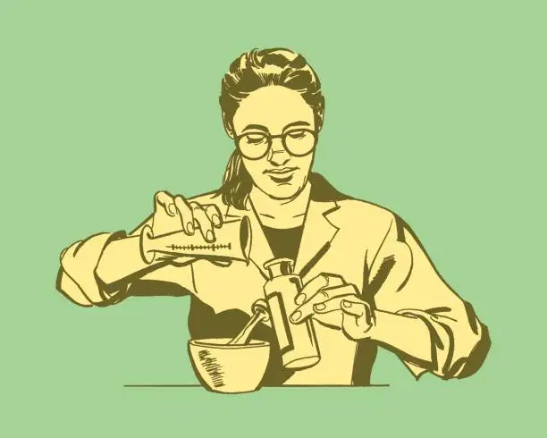 Vector illustration of Illustration of woman scientist