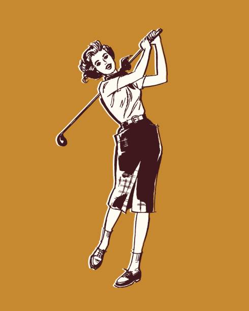 Illustration of woman playing golf