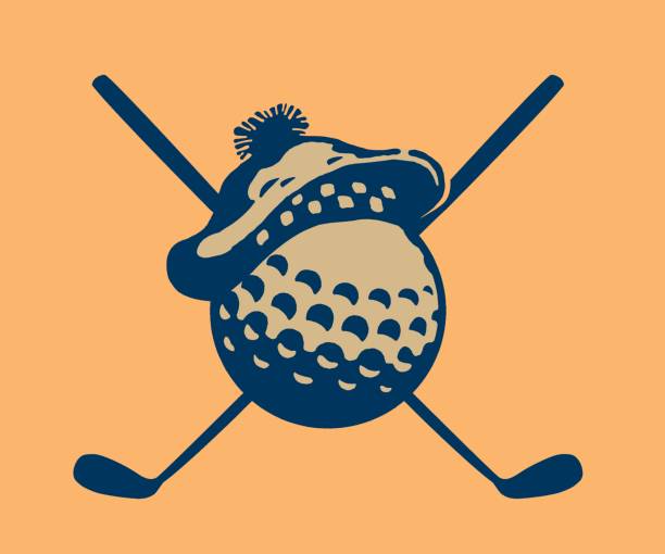 Golf ball with golf clubs and special beret Golf ball with golf clubs and special beret tam o'shanter stock illustrations