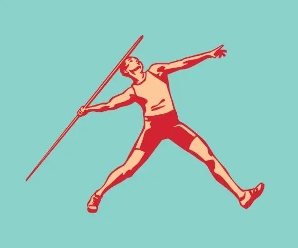 Vector illustration of Male athlete throwing javelin