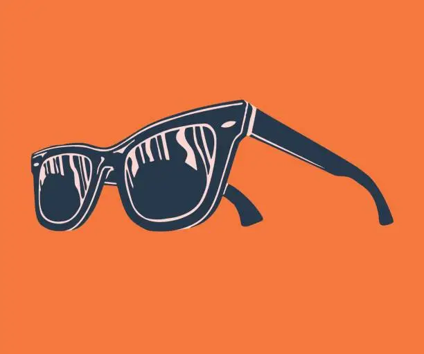 Vector illustration of Pair of old-fashioned sunglasses
