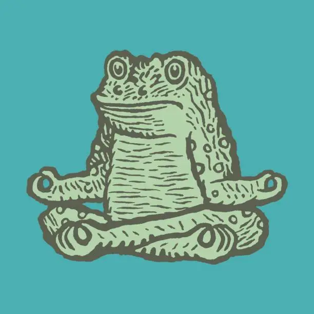 Vector illustration of Illustration of meditating frog