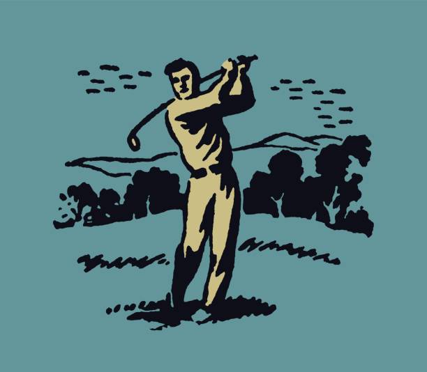 골프를 치는 사람 - golf course illustrations stock illustrations