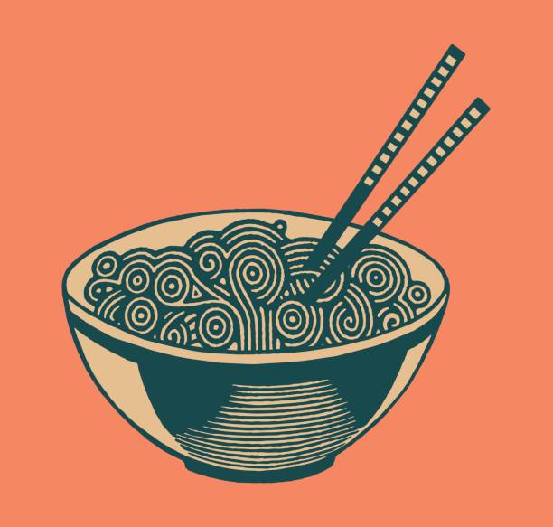 ilustraciones, imágenes clip art, dibujos animados e iconos de stock de tazón de fideos - noodles
