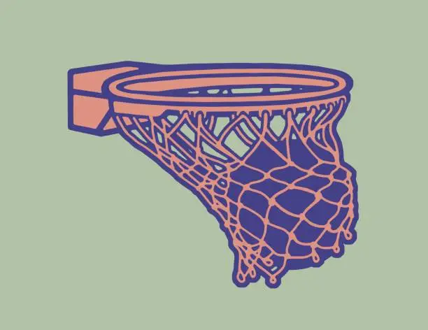 Vector illustration of Basketball Swishing in a Hoop