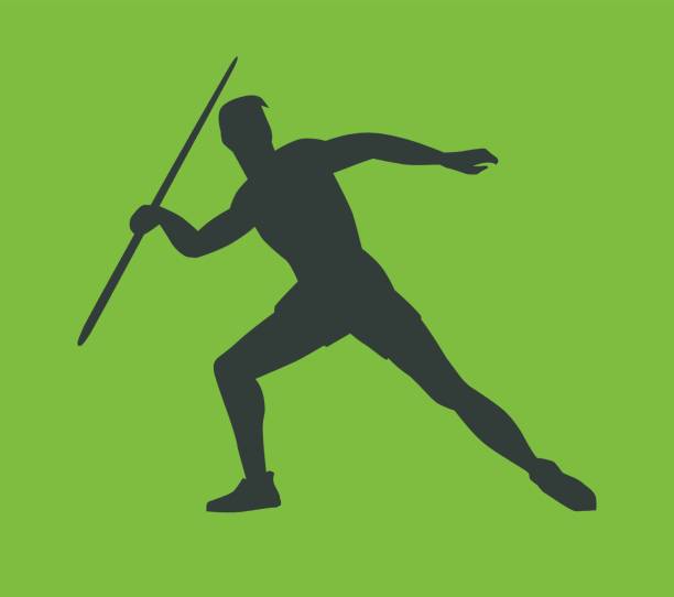 ilustrações, clipart, desenhos animados e ícones de lançador de javelin - silhouette sport running track event