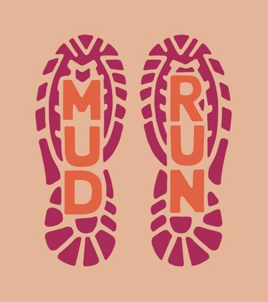 ilustrações de stock, clip art, desenhos animados e ícones de mud run shoe print - mud run