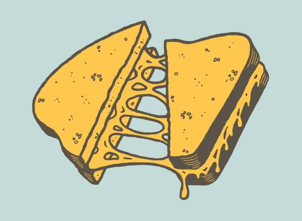 ilustrações de stock, clip art, desenhos animados e ícones de grilled cheese sandwich - cheese sandwich