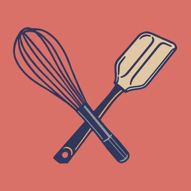 Vector illustration of Whisk and Spatula