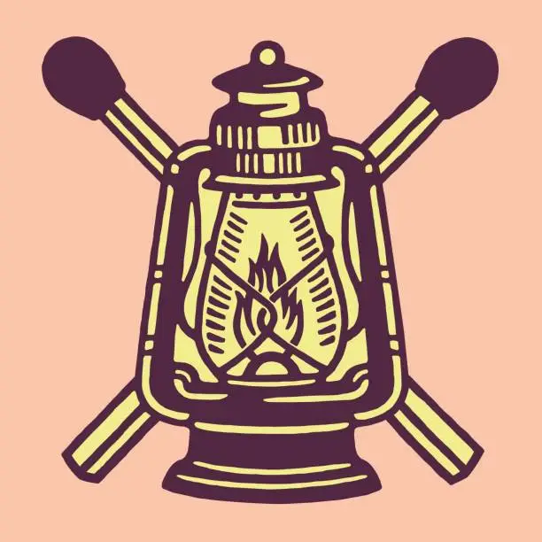 Vector illustration of Kerosene Lantern and Matches