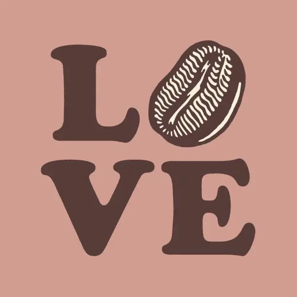 Vector illustration of Love Coffee Bean