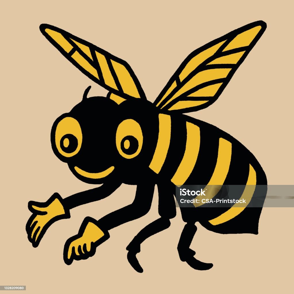 Bee Smiling Vector Smiling Bee Stock Illustration - Download Image Now - Bee, Animal ...