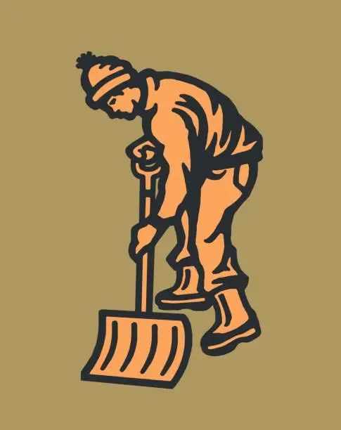 Vector illustration of Man Shoveling