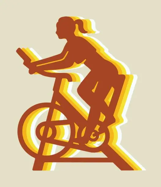 Vector illustration of Woman Working Out on an Exercise Bike