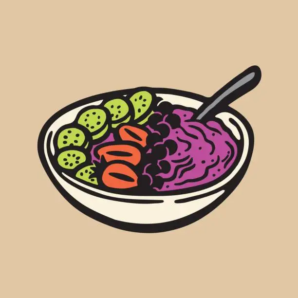 Vector illustration of Bowl of Food