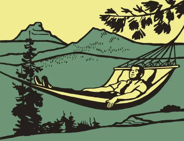 Vector illustration of Man Lying in a Hammock