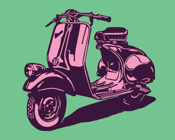 moped vector art illustration