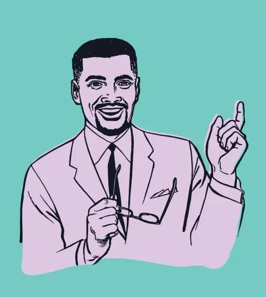 Vector illustration of Man Smiling and Gesturing