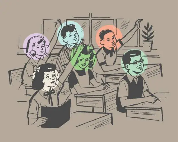 Vector illustration of Classroom of Students