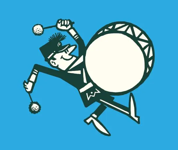 Vector illustration of Marching Band Bass Drummer