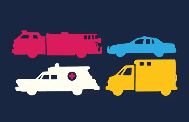Vector illustration of Emergency Vehicles