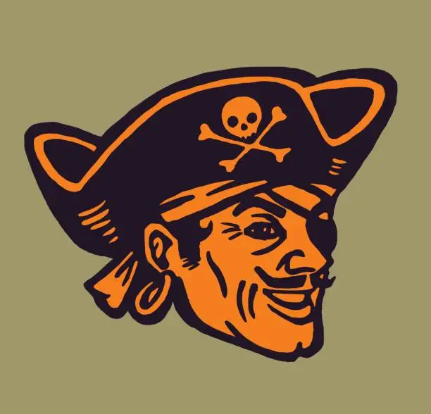 Vector illustration of Head of a Pirate