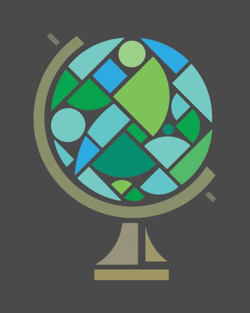abstrakter globus in stücken - mosaic stock-grafiken, -clipart, -cartoons und -symbole