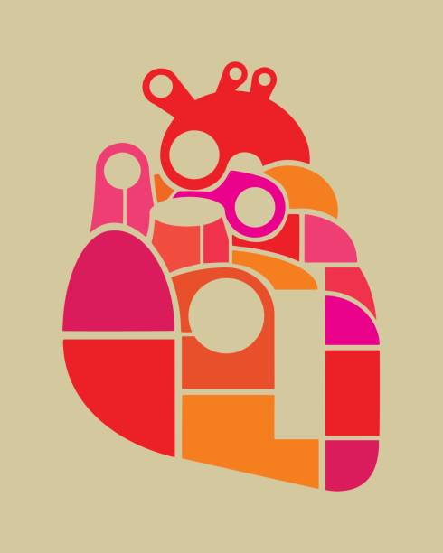 Abstract Heart in Pieces Abstract Heart in Pieces human internal organ illustrations stock illustrations