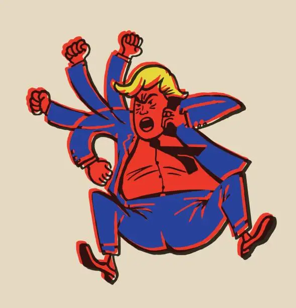 Vector illustration of Angry Man Throwing a Tantrum